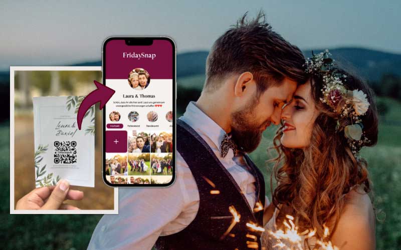Gästefotos mit Fotoapp teilen – einfach den QR-Code scannen und teilen Gästefotos teilen